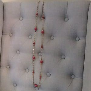 Red and gold necklace with matching earrings